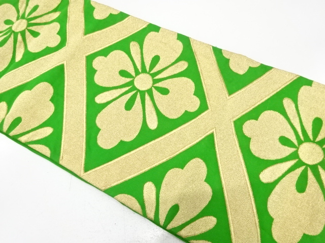 JAPANESE KIMONO / ANTIQUE FUKURO OBI / SILK / WOVEN DIAGONAL GRID